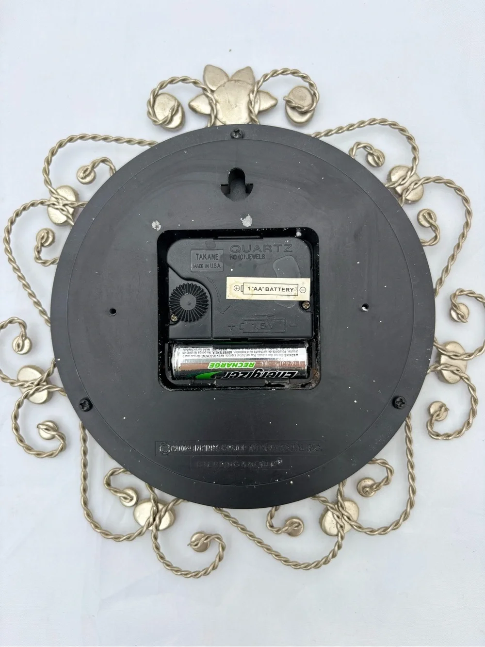 Royal Princess Clock Company Decorative Wall Clock with Purple Gems WORKS!
